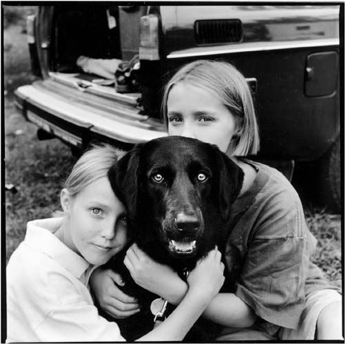 2 girls and a dog